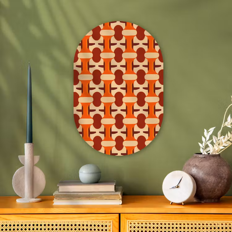 Geometrisch - Retro - Oranje Wandcirkel Ovaal Forex klein 630 -sfeer2