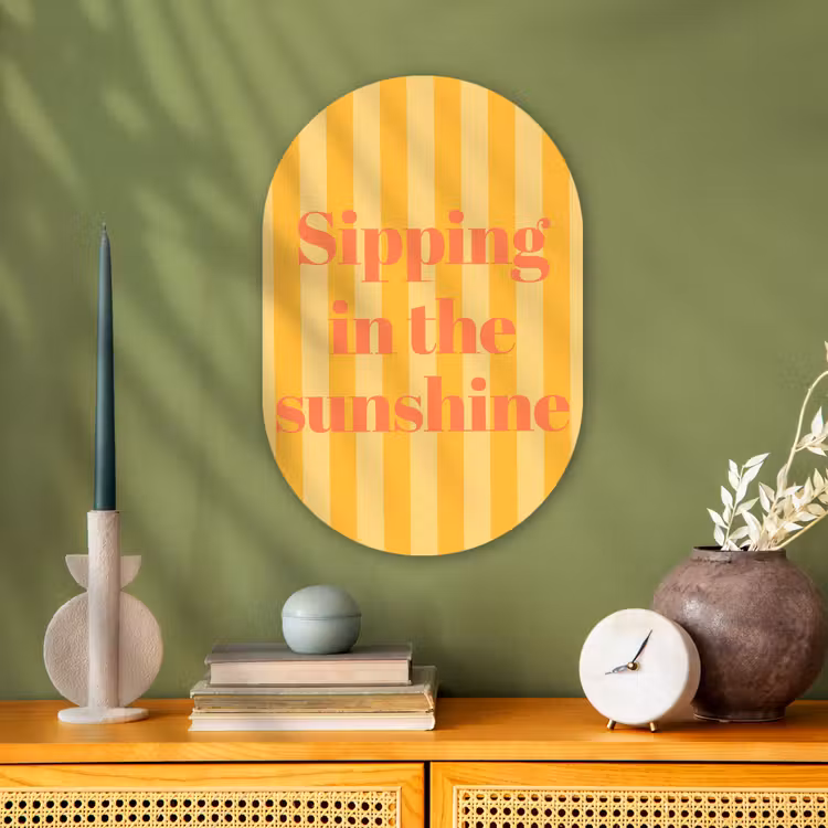 Gestreept - Geel - Sunshine - Letters Wandcirkel Ovaal Forex klein -sfeer2