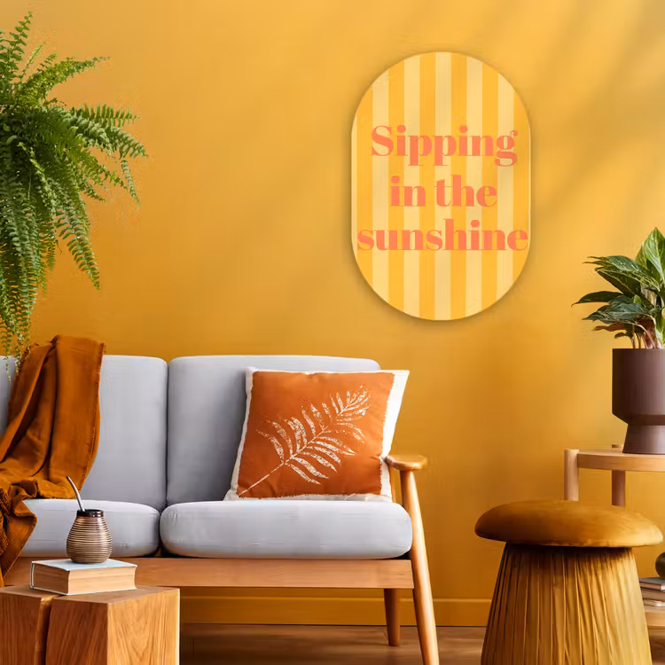 Gestreept - Geel - Sunshine - Letters Wandcirkel Ovaal Forex klein -sfeer4