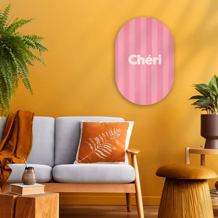 Gestreept - Roze - Chéri Wandcirkel Ovaal Forex klein -sfeer4
