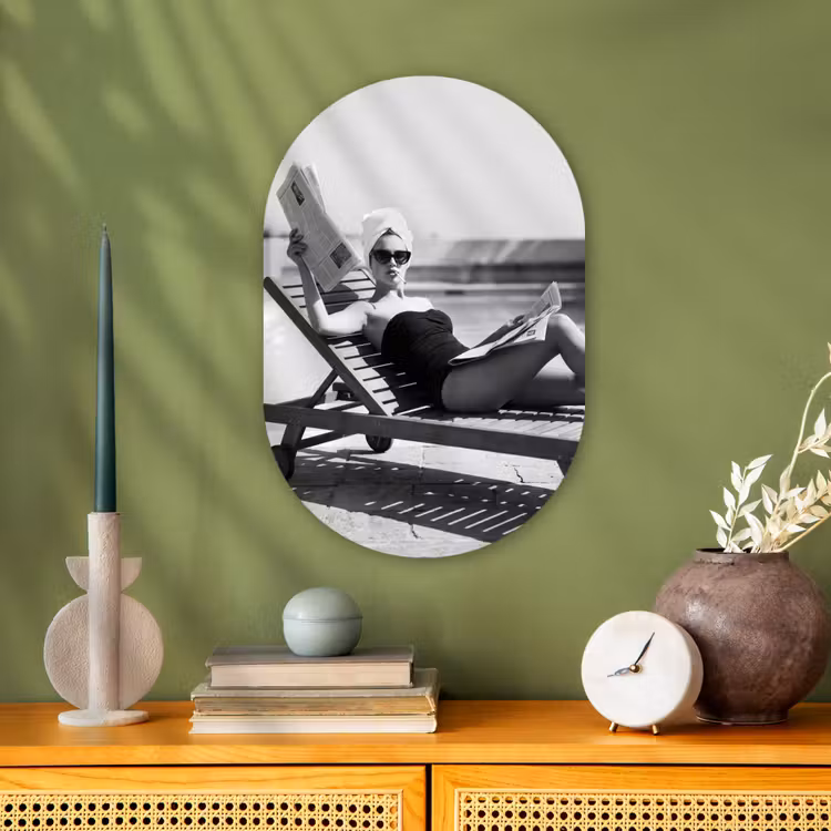 Glamour - Modern - Zwart - Wit Wandcirkel Ovaal Forex klein -sfeer2