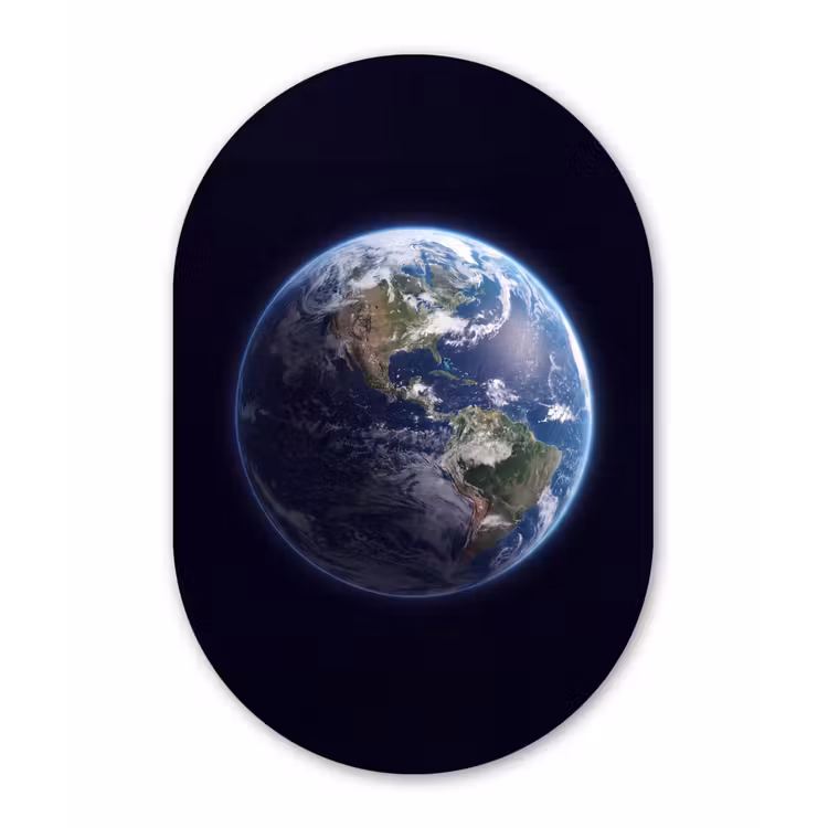 Muurovaal glas - Aarde - Ruimte - Kosmos - Aarde - Ruimte - Kosmos Wandcirkel Ovaal Glas middel