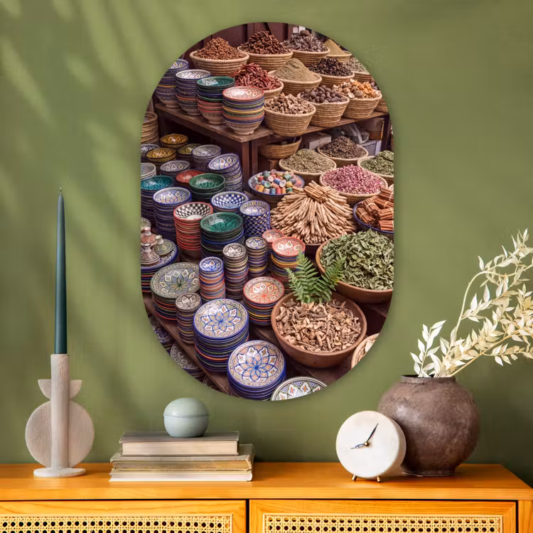 Muurovaal glas - Aardewerk - Oosters - Kleurrijk - Aardewerk - Oosters - Kleurrijk Wandcirkel Ovaal Glas middel