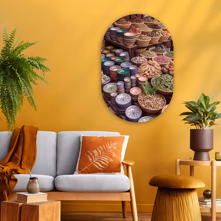 Muurovaal glas - Aardewerk - Oosters - Kleurrijk - Aardewerk - Oosters - Kleurrijk Wandcirkel Ovaal Glas middel