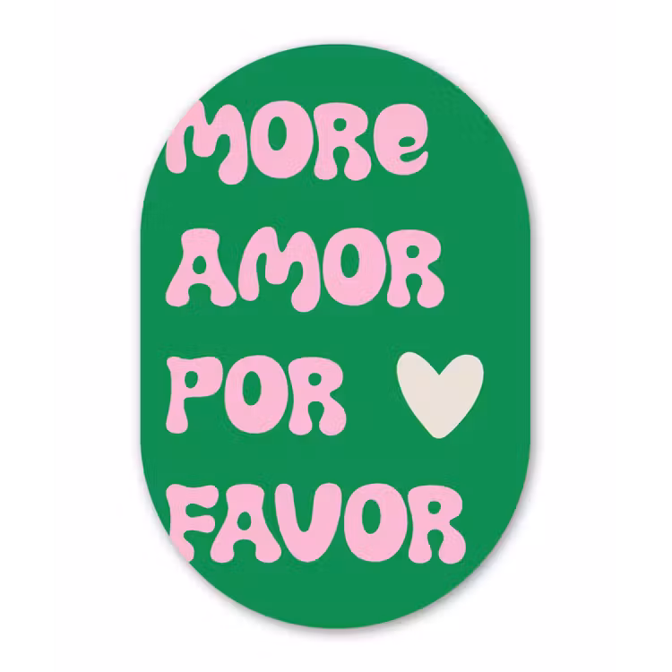 Amor - Valentijn - Groen - Tekst Wandcirkel Ovaal Glas middel -3d