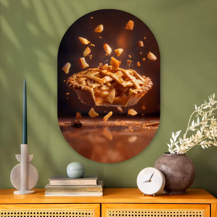 Appel - Taart - Warm - Eten Wandcirkel Ovaal Glas middel -sfeer2