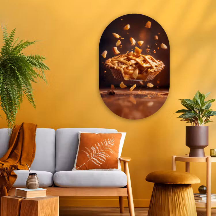 Appel - Taart - Warm - Eten Wandcirkel Ovaal Glas middel -sfeer4