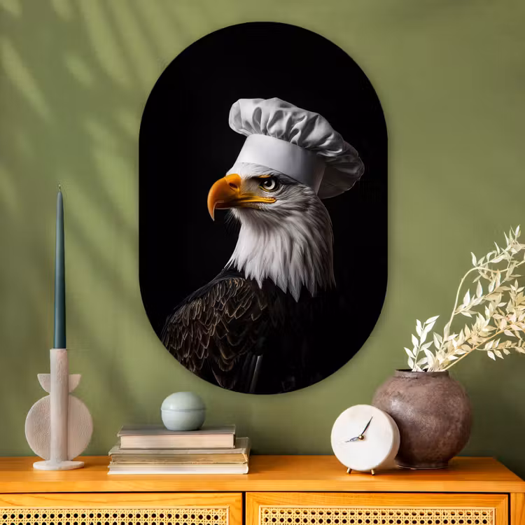 Arend -Amerika - Koksmuts - Vogel - Stoer Wandcirkel Ovaal Glas middel -sfeer2