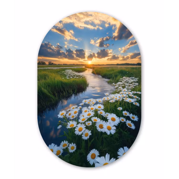 Beekje - Landschap - Margriet Wandcirkel Ovaal Glas middel -3d