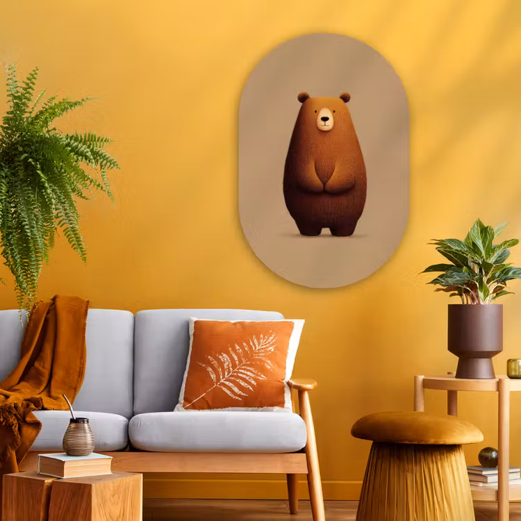 Beer - Minimalistisch - Bruin Wandcirkel Ovaal Glas middel -sfeer4