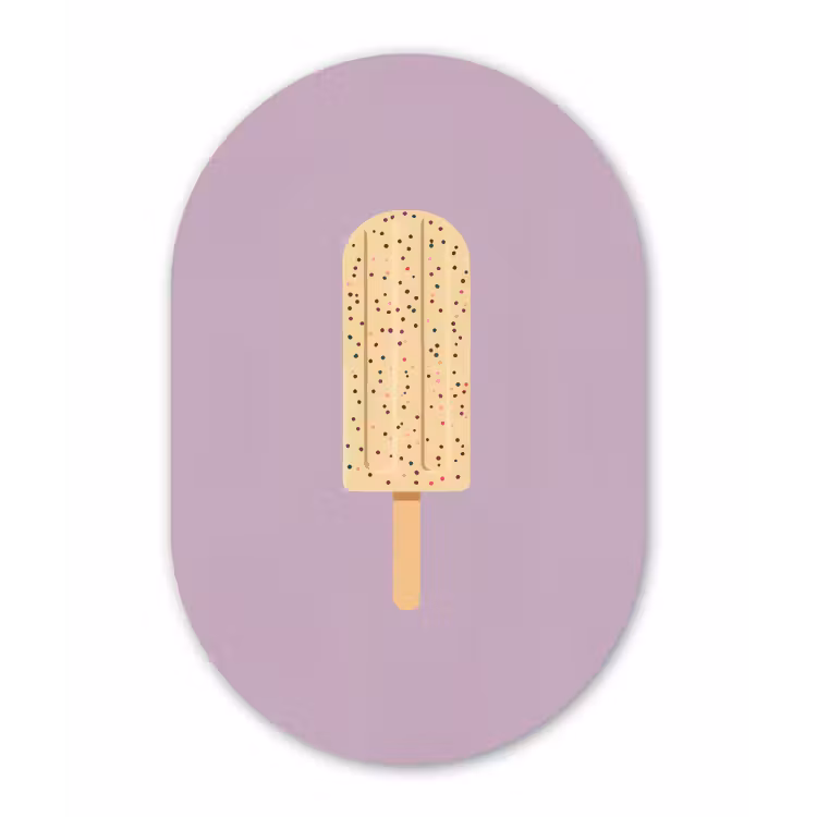 Beige - Ijsje - Spikkels Wandcirkel Ovaal Glas middel -3d