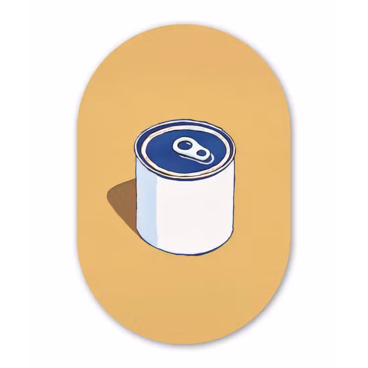 Blikje - Minimalistisch - Blauw - Illustratie Wandcirkel Ovaal Glas middel -3d