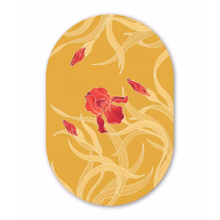Muurovaal glas - Bloemen - Illustratie - Rood - Bloemen - Illustratie - Rood Wandcirkel Ovaal Glas middel
