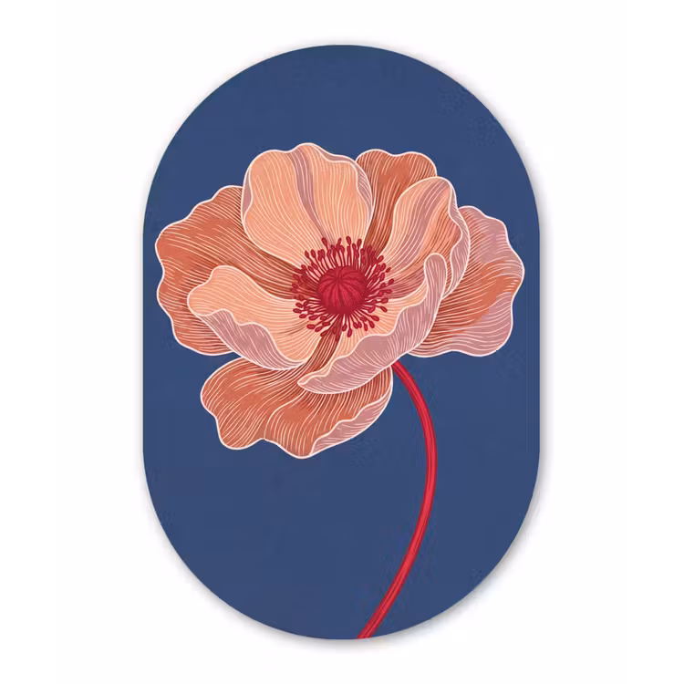 Muurovaal glas - Bloemen - Modern - Abstract - Bloemen - Modern - Abstract Wandcirkel Ovaal Glas middel