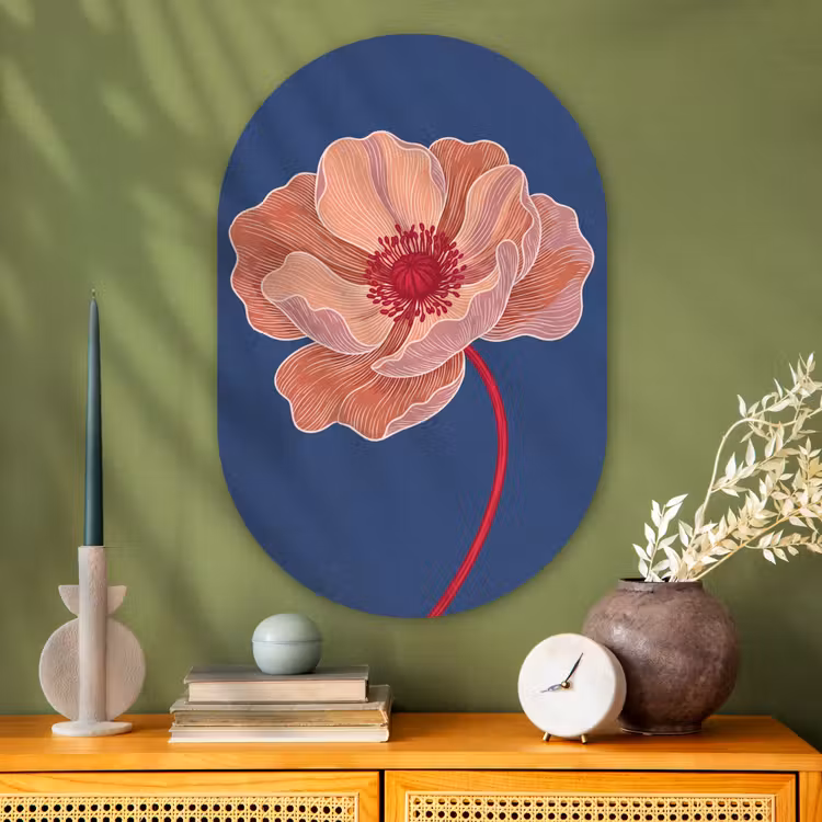 Muurovaal glas - Bloemen - Modern - Abstract - Bloemen - Modern - Abstract Wandcirkel Ovaal Glas middel