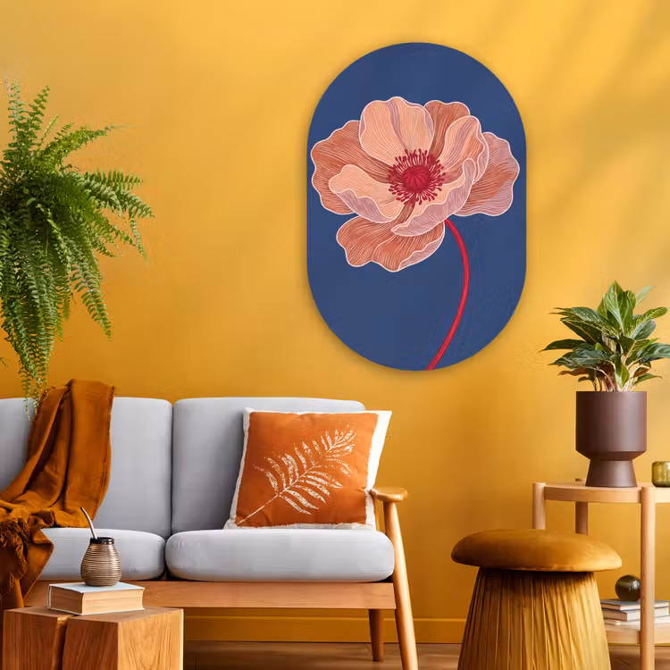 Muurovaal glas - Bloemen - Modern - Abstract - Bloemen - Modern - Abstract Wandcirkel Ovaal Glas middel