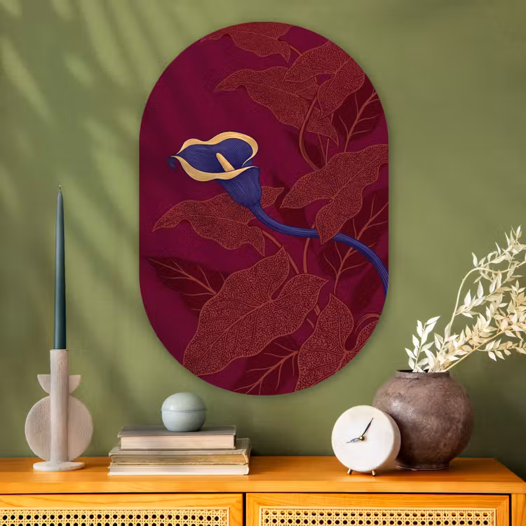 Muurovaal glas - Bloemen - Modern - Paars - Bloemen - Modern - Paars Wandcirkel Ovaal Glas middel