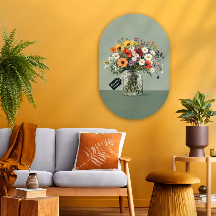 Bloemen - Vaas - Kaartje Wandcirkel Ovaal Glas middel -sfeer4