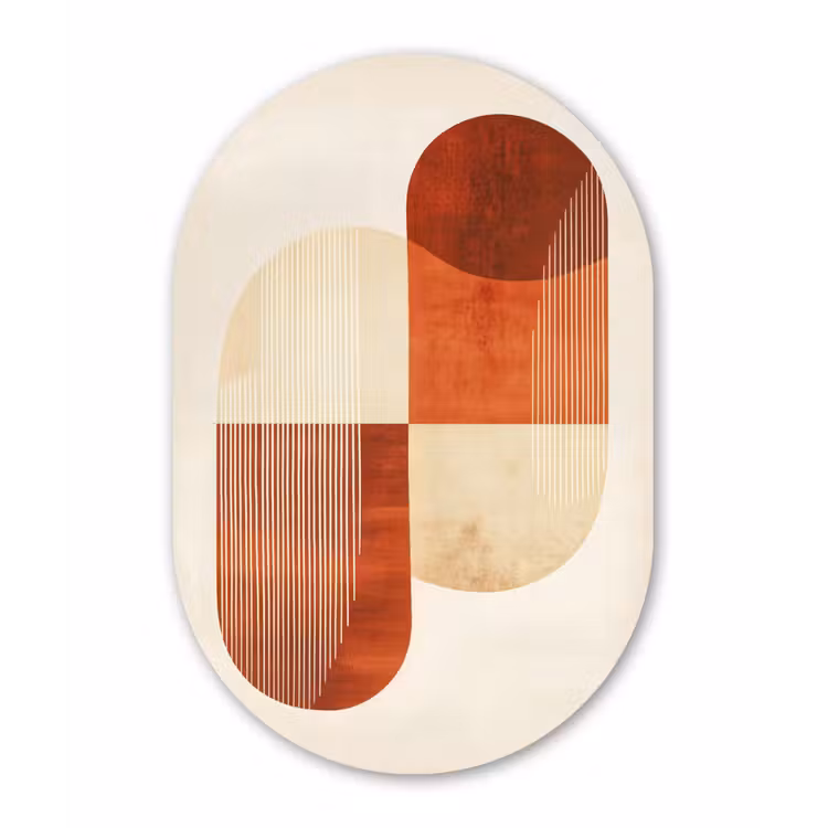 Bogen - Beige - Vormen Wandcirkel Ovaal Glas middel -3d