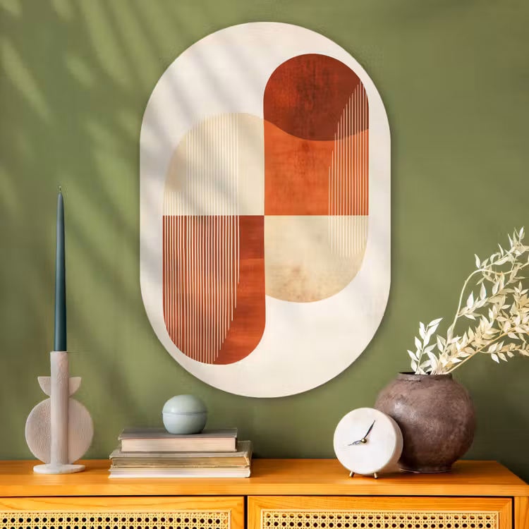 Bogen - Beige - Vormen Wandcirkel Ovaal Glas middel -sfeer2