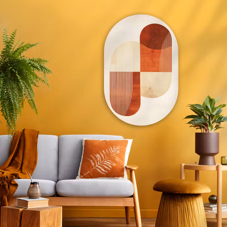 Bogen - Beige - Vormen Wandcirkel Ovaal Glas middel -sfeer4