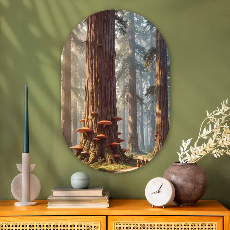 Muurovaal glas - Bos - Bomen - Natuur - Bos - Bomen - Natuur Wandcirkel Ovaal Glas middel