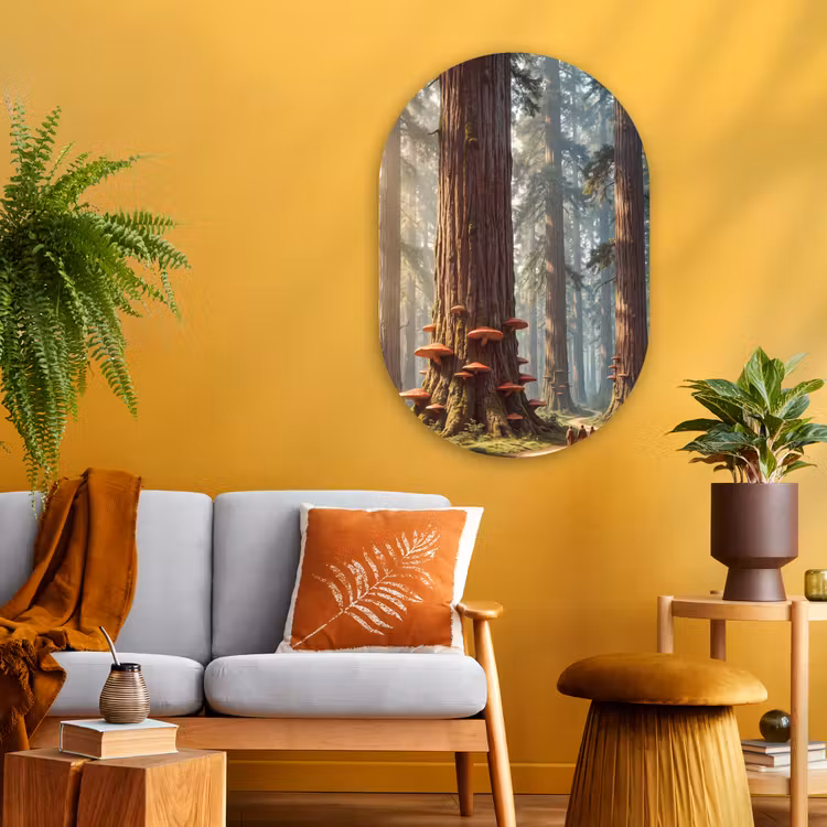 Muurovaal glas - Bos - Bomen - Natuur - Bos - Bomen - Natuur Wandcirkel Ovaal Glas middel