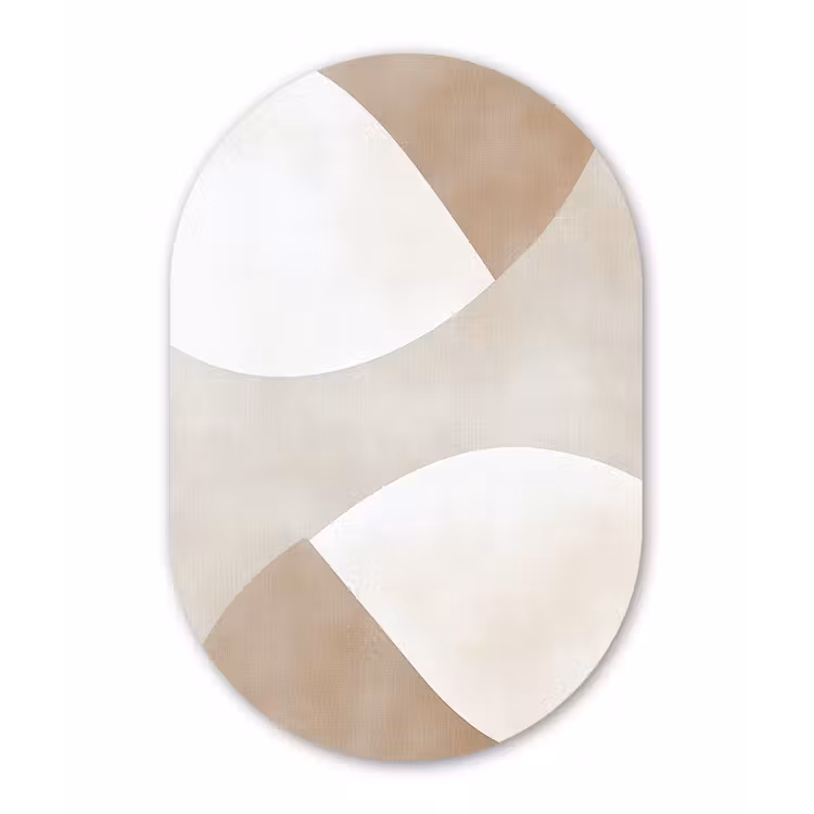 Bruin - Japandi - Abstract Wandcirkel Ovaal Glas middel -3d