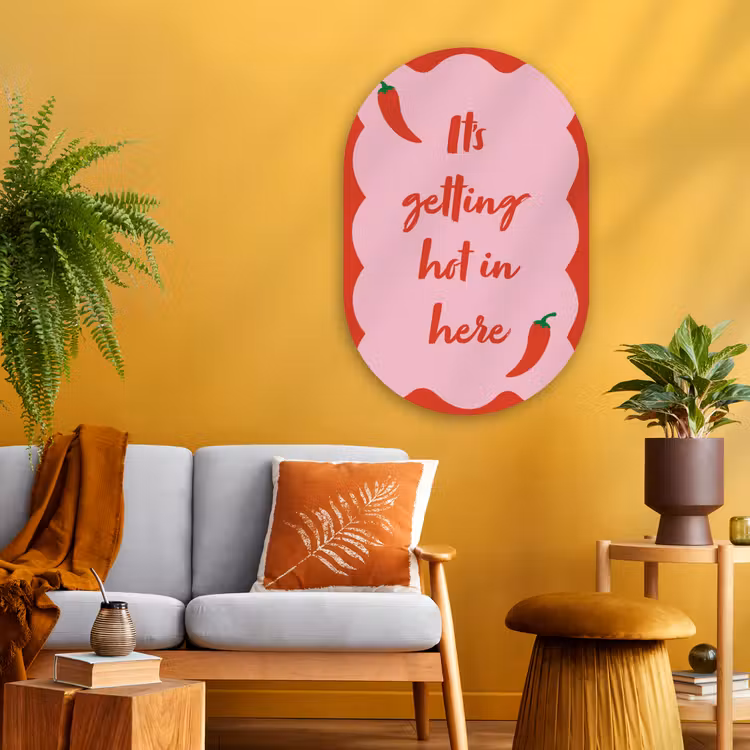 Chilipeper - Red - Hot - Quotes Wandcirkel Ovaal Glas middel -sfeer4
