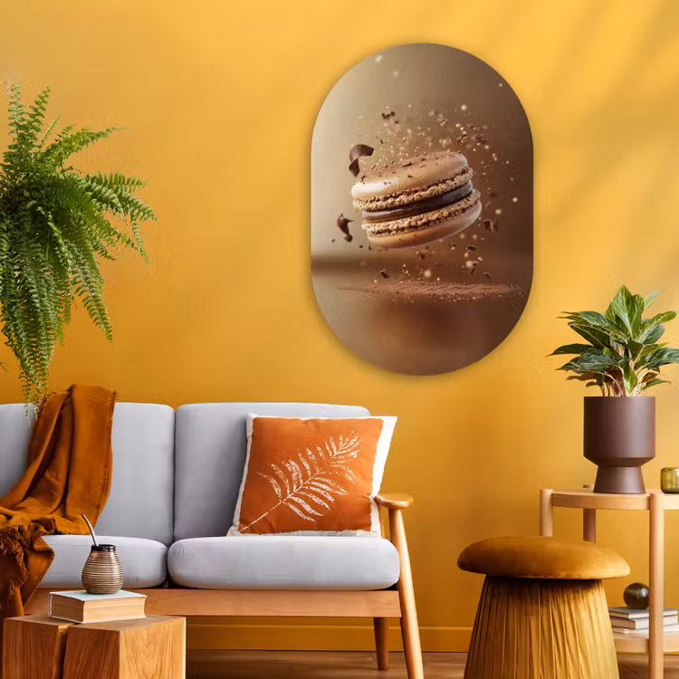 Chocolade - Macarons - Eten - Snoep Wandcirkel Ovaal Glas middel -sfeer4