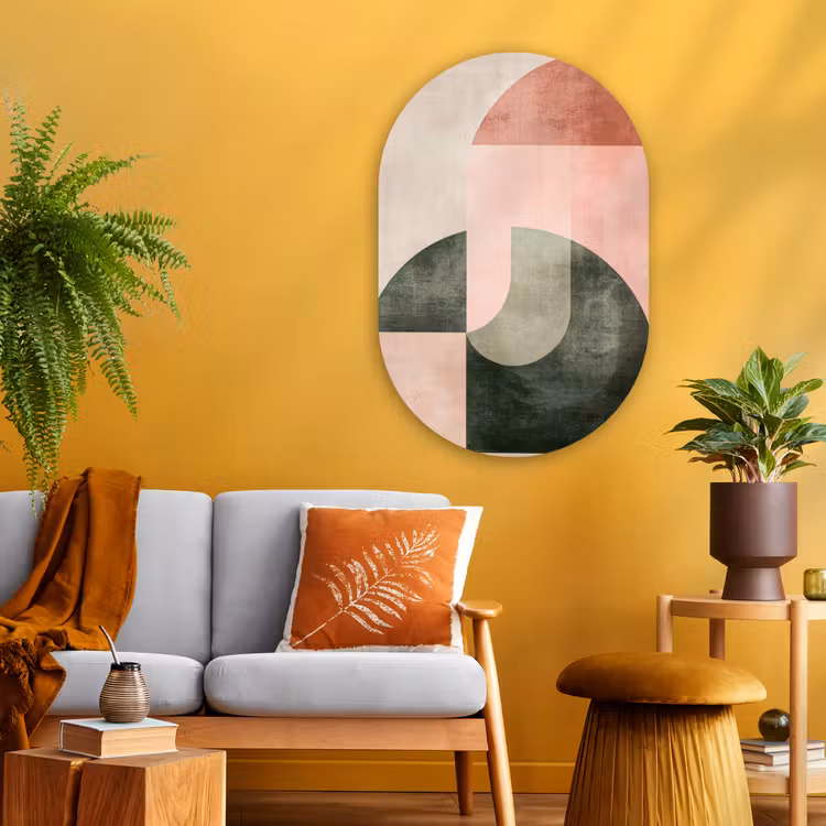 Cirkel - Abstract - Roze Wandcirkel Ovaal Glas middel -sfeer4