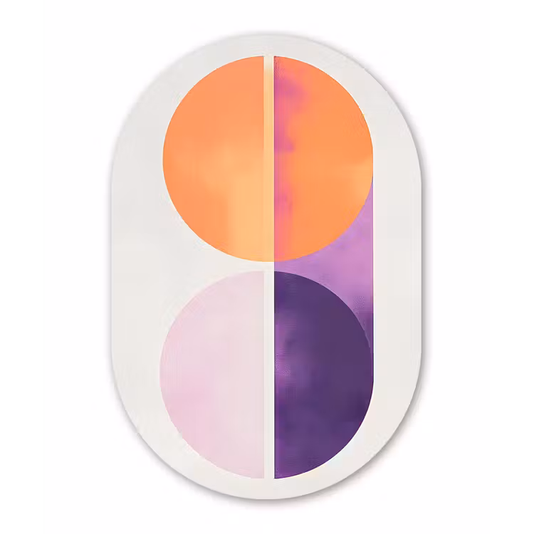 Cirkels - Abstract - Paars Wandcirkel Ovaal Glas middel -3d