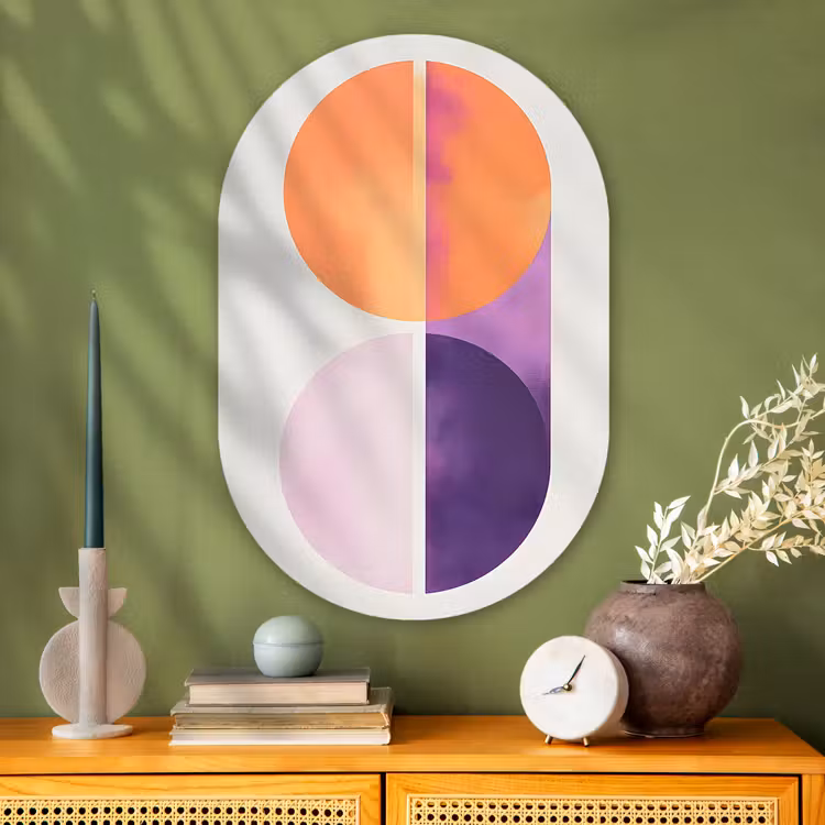 Cirkels - Abstract - Paars Wandcirkel Ovaal Glas middel -sfeer2