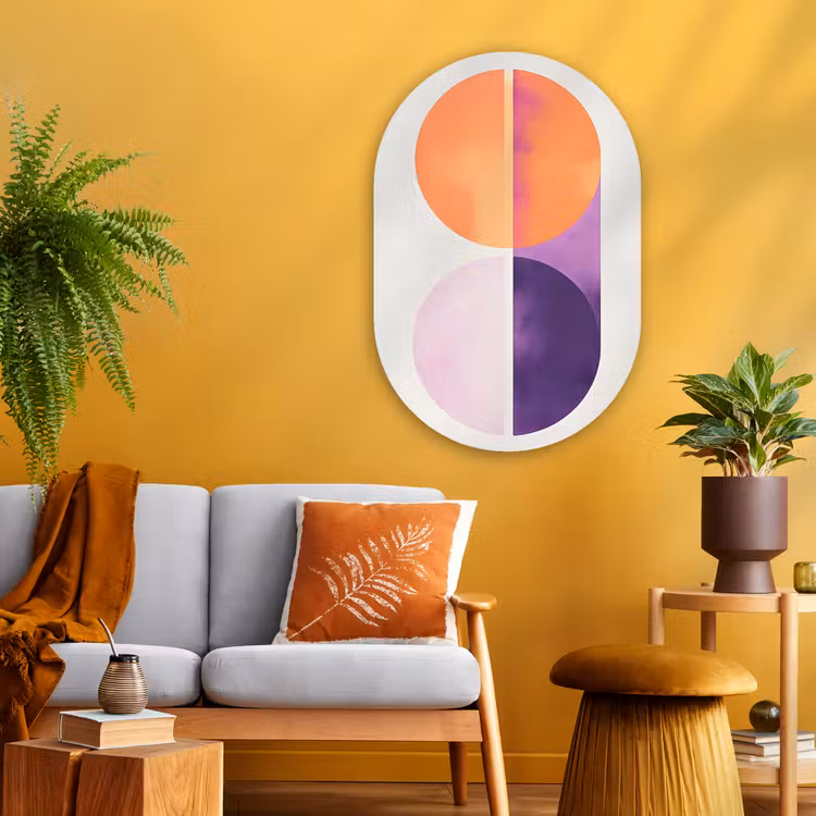 Cirkels - Abstract - Paars Wandcirkel Ovaal Glas middel -sfeer4