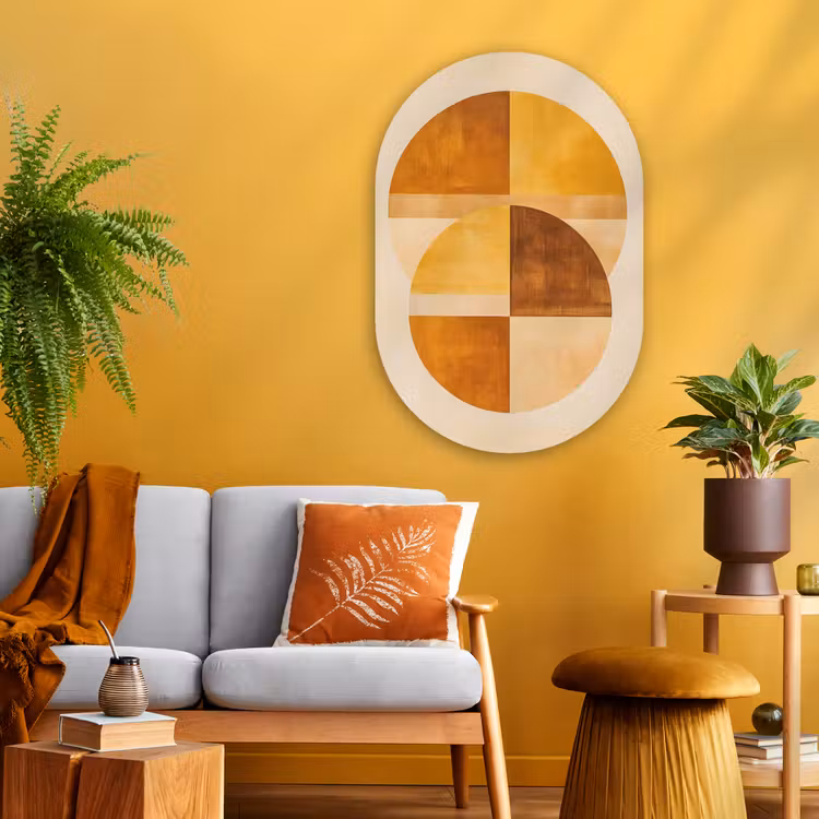 Cirkels - Geel - Minimalistisch Wandcirkel Ovaal Glas middel -sfeer4