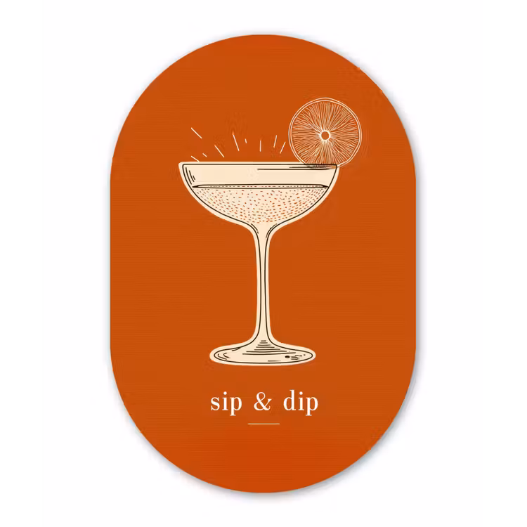 Cocktail - Oranje - Zomer - Quote Wandcirkel Ovaal Glas middel -3d