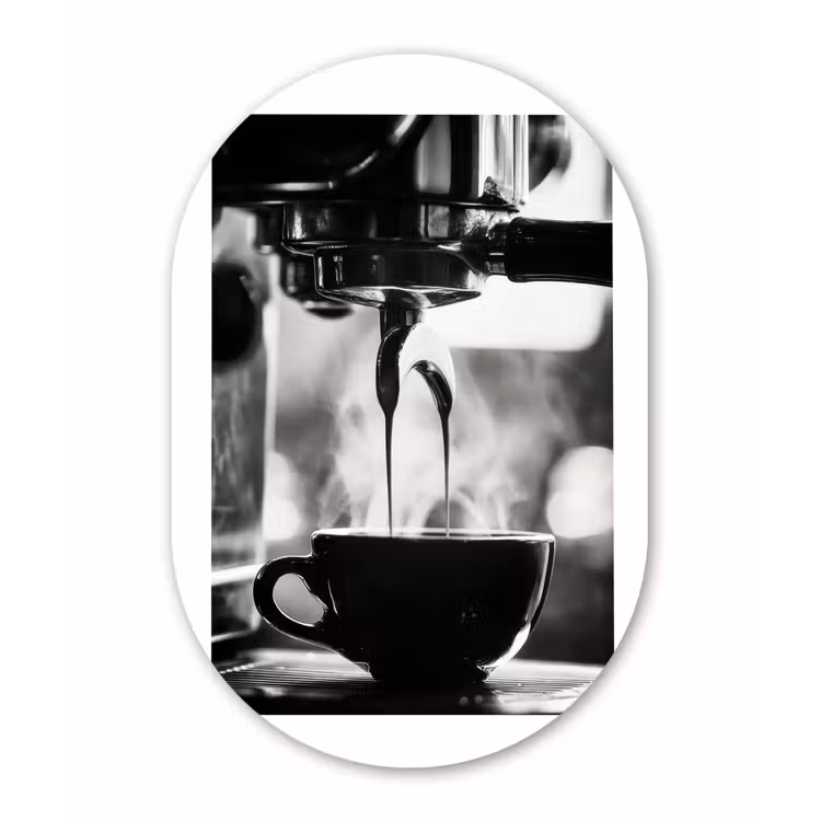 Coffee - Espresso - Koffiemachine - Kop Wandcirkel Ovaal Glas middel -3d