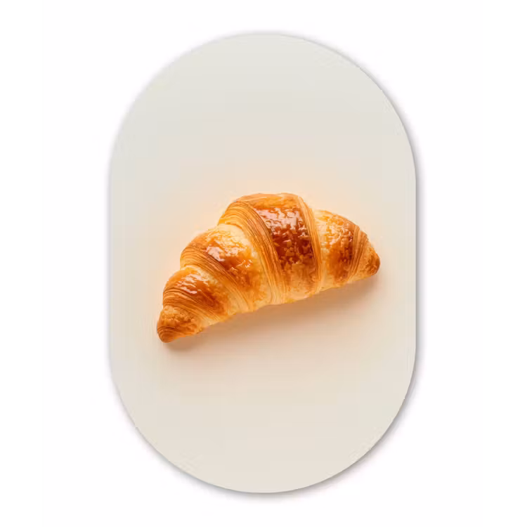 Croissant - Brood - Beige Wandcirkel Ovaal Glas middel -3d