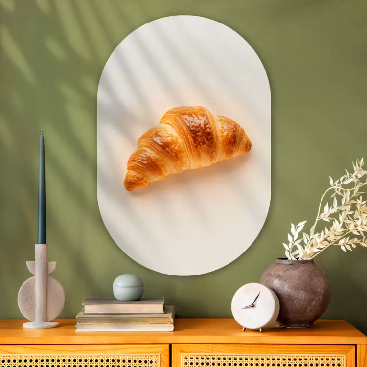 Croissant - Brood - Beige Wandcirkel Ovaal Glas middel -sfeer2