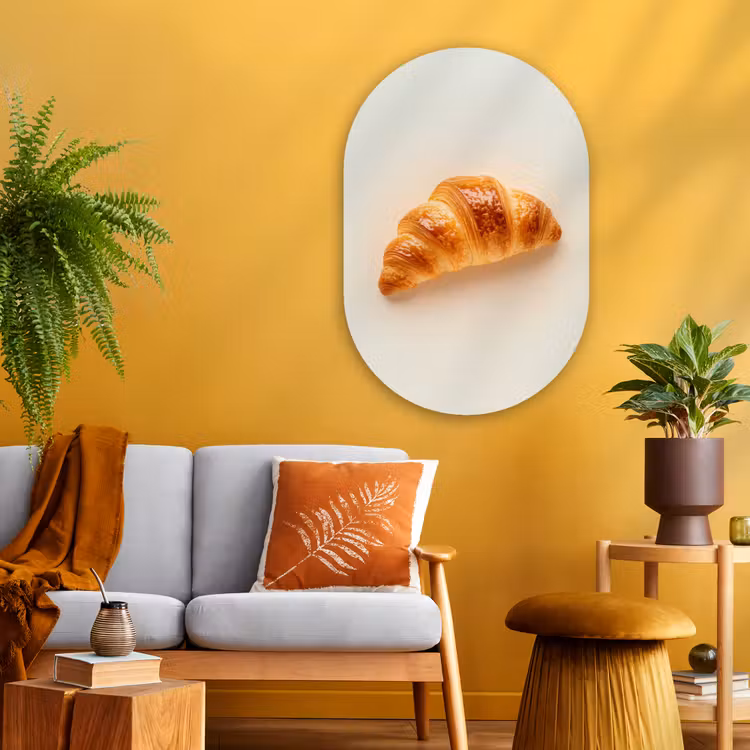 Croissant - Brood - Beige Wandcirkel Ovaal Glas middel -sfeer4