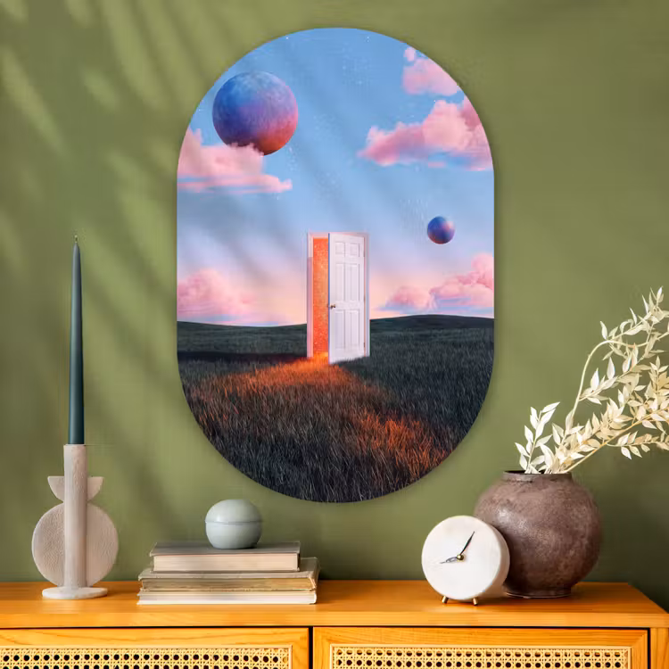 Muurovaal glas - Deur - Fantasie - Ruimte - Deur - Fantasie - Ruimte Wandcirkel Ovaal Glas middel