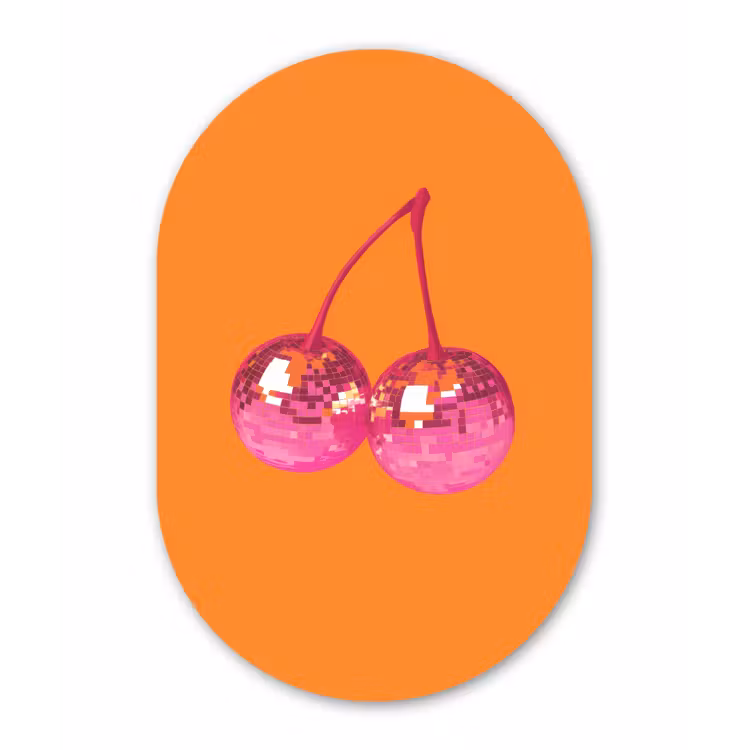 Discoballen - Kers - Spiegels - Roze Wandcirkel Ovaal Glas middel -3d