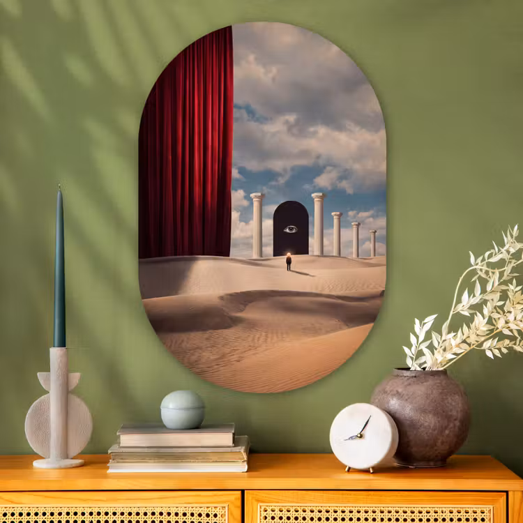 Muurovaal glas - Droom - Woestijn - Oog - Droom - Woestijn - Oog Wandcirkel Ovaal Glas middel