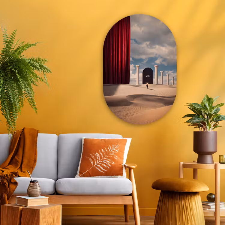 Muurovaal glas - Droom - Woestijn - Oog - Droom - Woestijn - Oog Wandcirkel Ovaal Glas middel