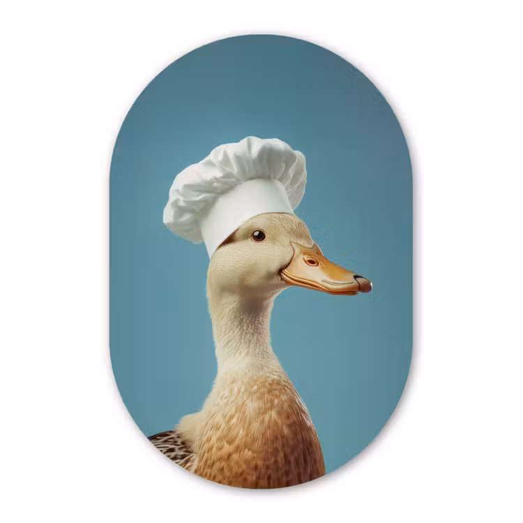 Eend - Koksmuts - Cute - Vogel Wandcirkel Ovaal Glas middel -3d