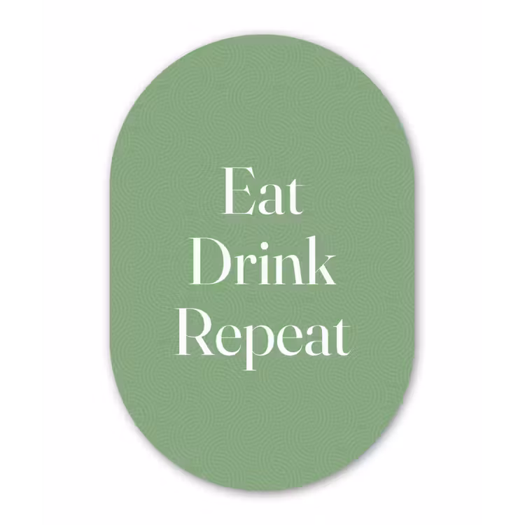 Eten - Drinken - Tekst - Mintgroen Wandcirkel Ovaal Glas middel -3d