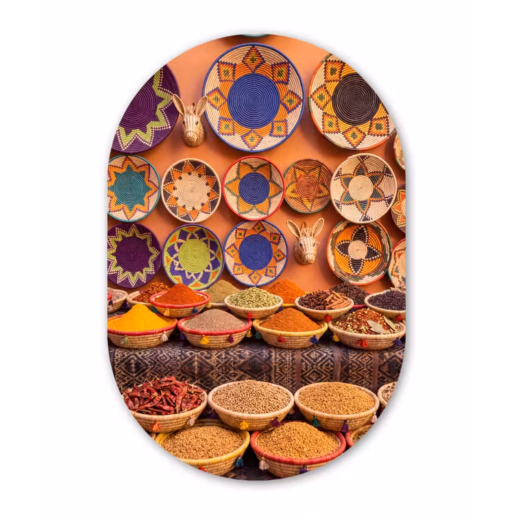 Muurovaal glas - Eten - Kleurrijk - Cultuur - Eten - Kleurrijk - Cultuur Wandcirkel Ovaal Glas middel
