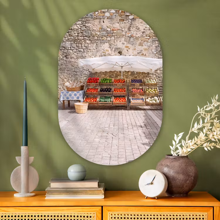 Muurovaal glas - Eten - Markt - Vers - Eten - Markt - Vers Wandcirkel Ovaal Glas middel