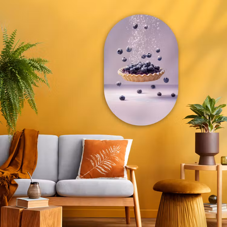 Eten - Taart - Bessen - Blauw Wandcirkel Ovaal Glas middel -sfeer4