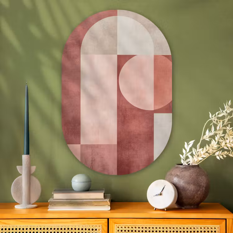 Figuren - Abstract - Roze Wandcirkel Ovaal Glas middel -sfeer2
